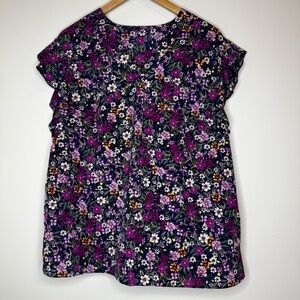 Emory Rose Floral Navy Pink women’s Blouse Size 1XL